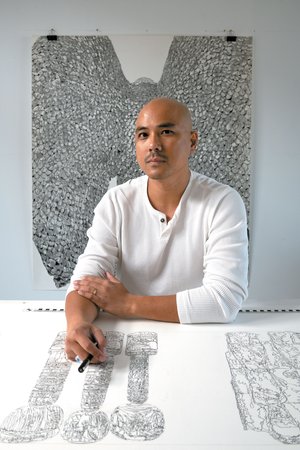 Pio Abad in his studio, courtesy of the artist