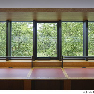 The Upper Reading Room and first floor offices take full advantage of views into the Groves.