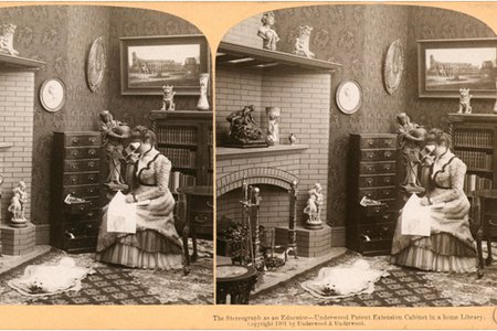 Figure 1: "The stereograph as an educator", illustrating the virtual reality technology of the Victorian era.