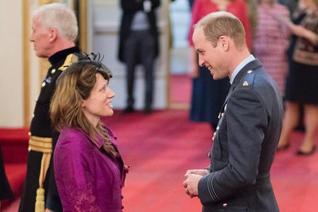 Professor Katherine Blundell at OBE investiture ceremony 2017