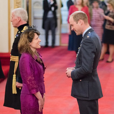 Professor Katherine Blundell at OBE investiture ceremony 2017
