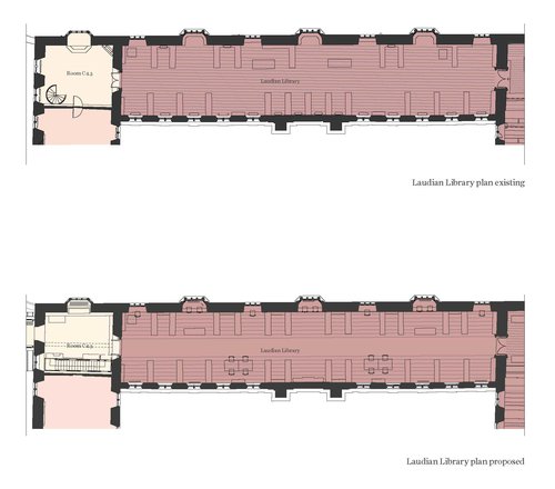 Laudian Library before and after plans
