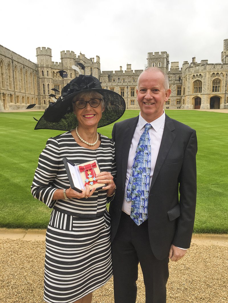 Professor Snowling with her husband and collaborator, Professor Charles Hulme - Investiture at Windsor Castle