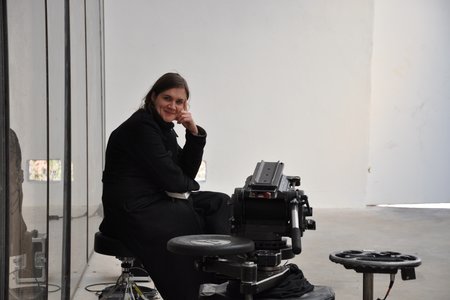 Sophie Fiennes on location1 2008 - photo by Remco Schorr