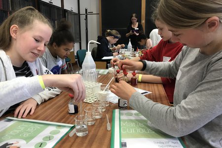 Teenagers doing science