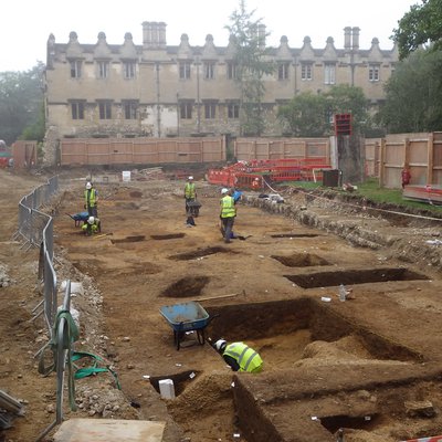 Archaeologists at work at the site of the new Library & Study Centre