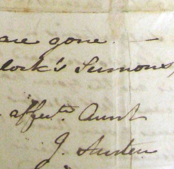 Detail of Jane Austen's signature from a letter to her niece Anna