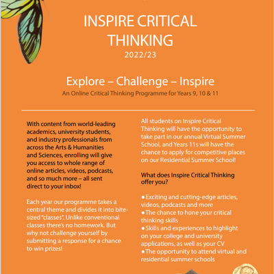 Inspire Critial Thinking Flyer 1