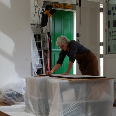 Susanna Heron at work on the project in her studio