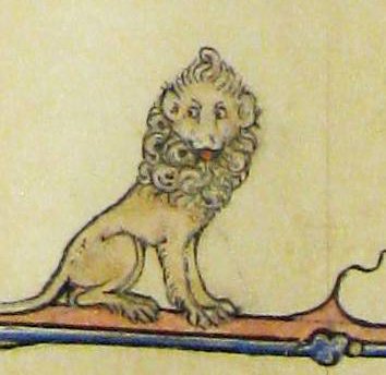 A lion in the margin of a 14th century psalter