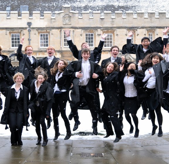 students celebrating